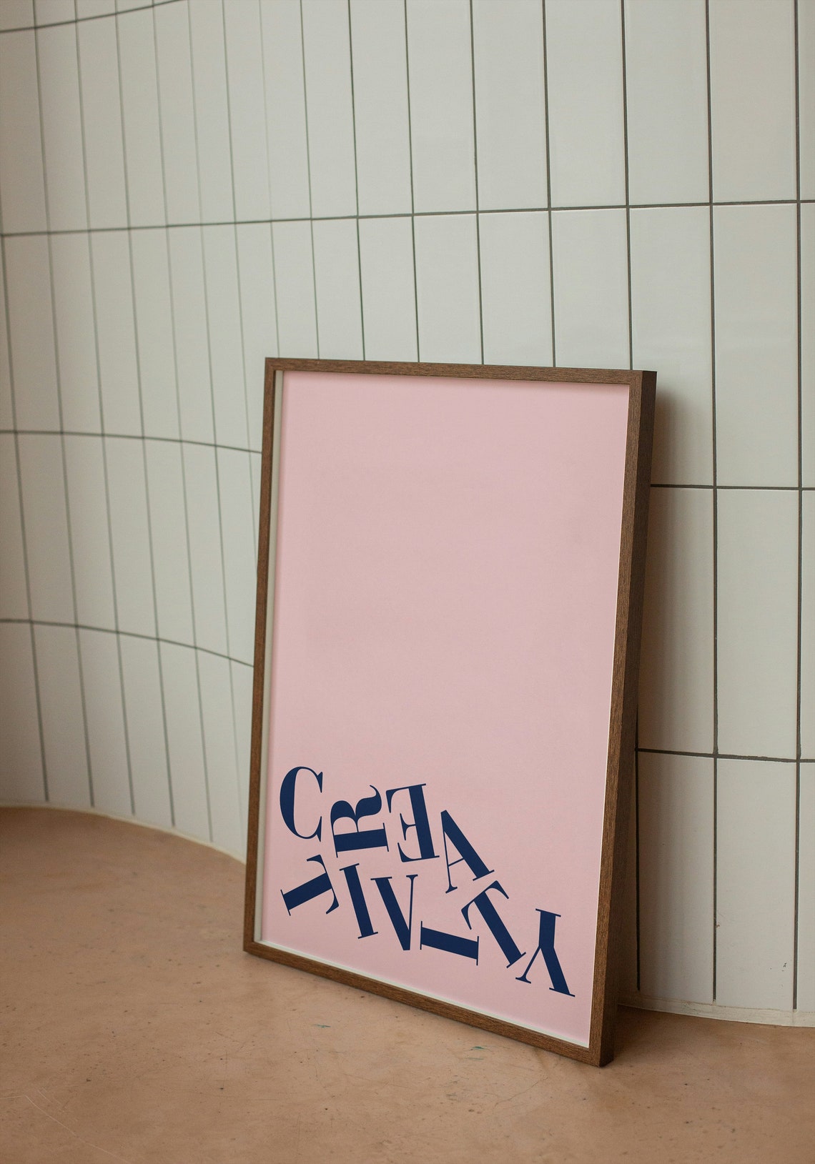 Creativity Wavy Typography Navy Pink Minimalist Motivational Word Art Poster - Image 2