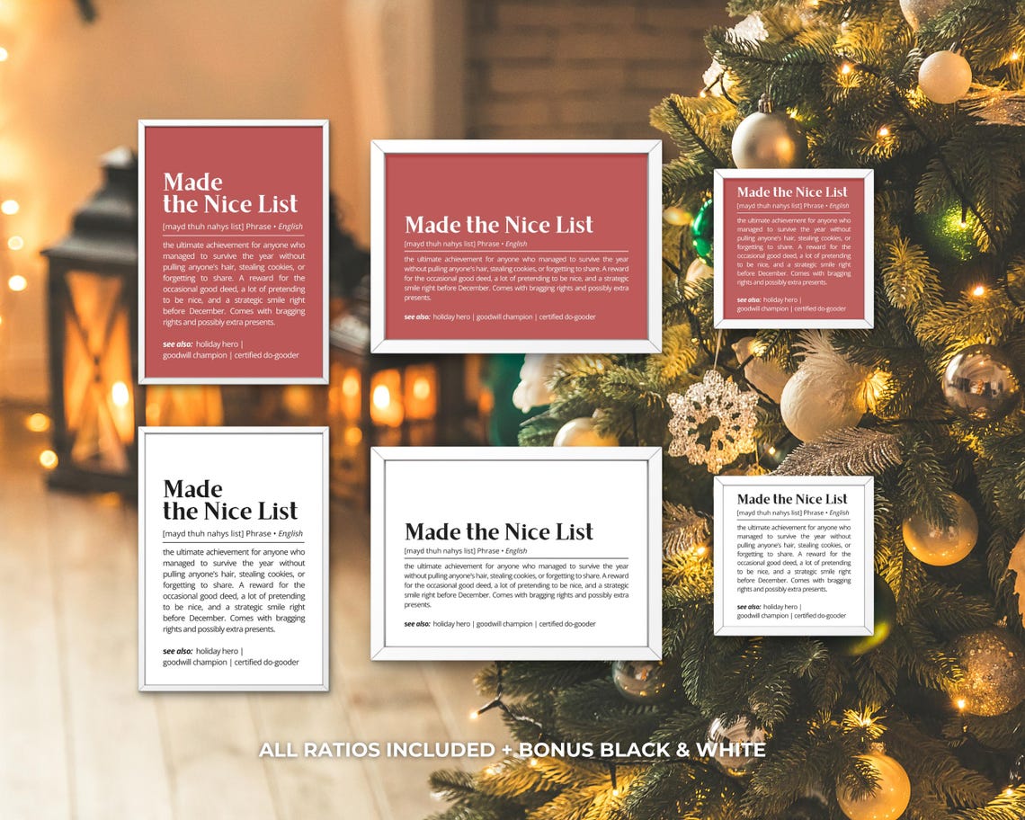 Made the Nice List Definition Holiday Achievement Dictionary Poster - Image 3