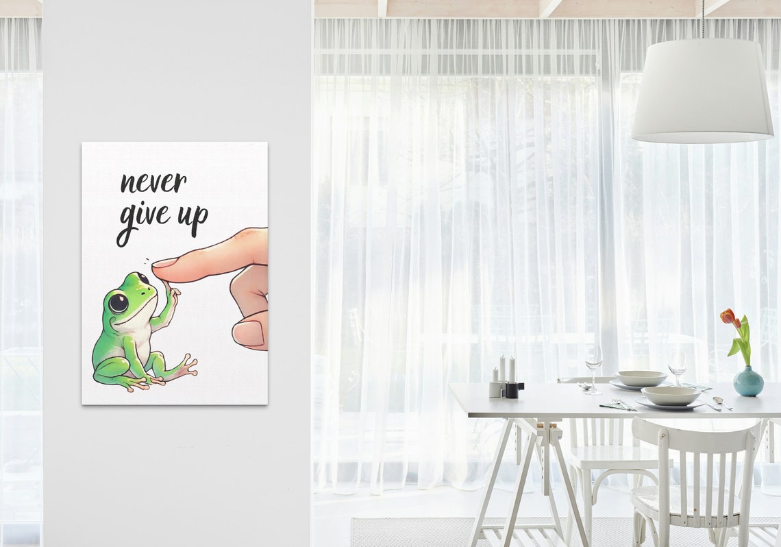Never Give Up Determined Green Frog Pinky Promise Resolve Poster - Image 3