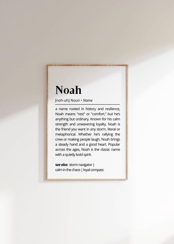 Noah Name Definition Personalized Boy Nursery Art