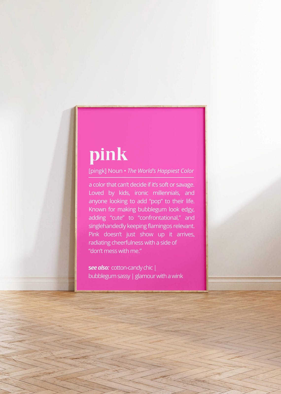 Pink Funny Definition Poster Worlds Happiest Color Typography Humor - Image 2