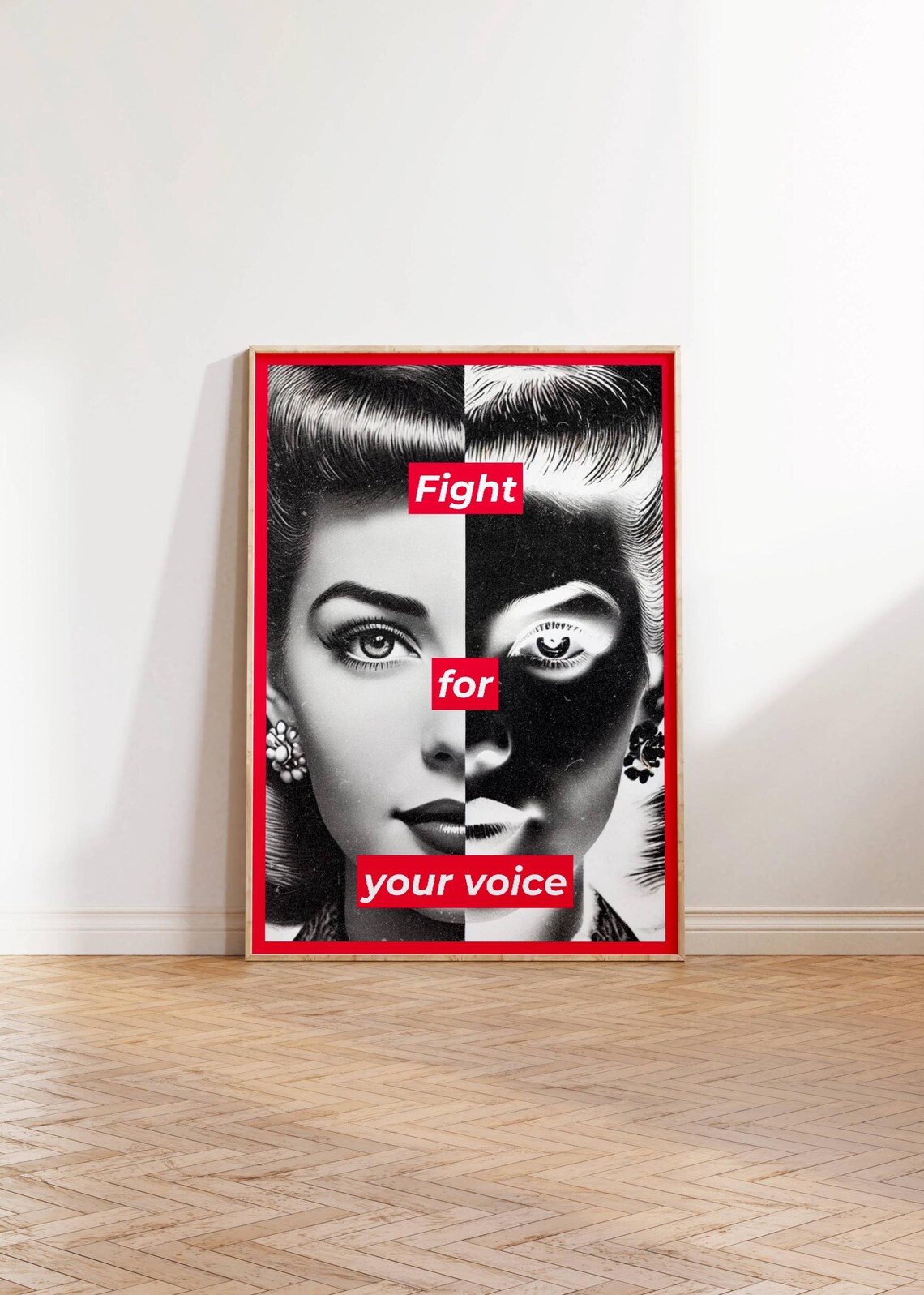 Fight For Your Voice Motivational Retro Pop Art Split Portrait Poster - Image 3