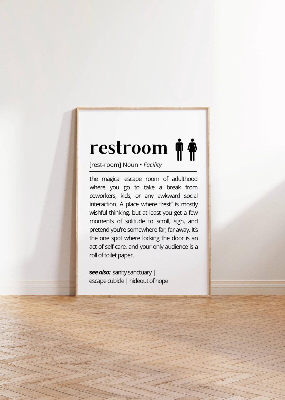 Restroom Funny Definition Bathroom Humor Facility Typography Poster - Image 2