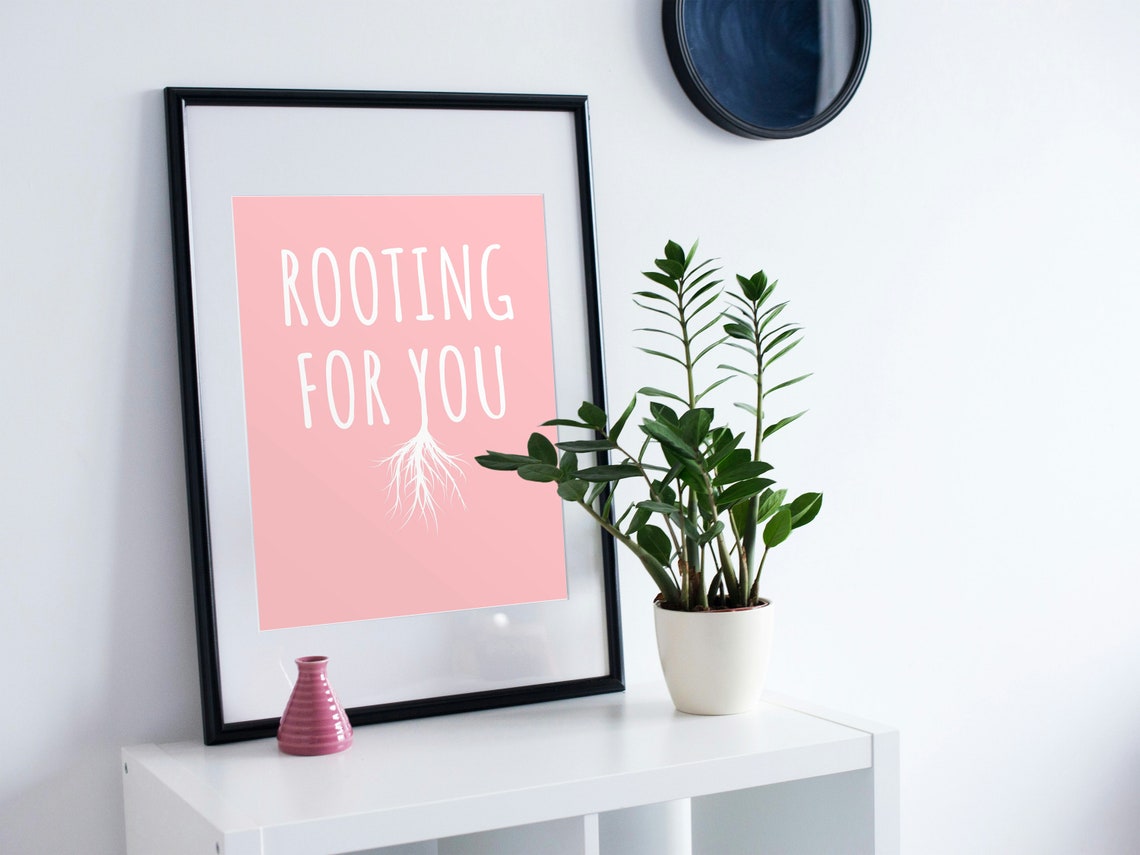 Rooting For You Pun Quote Pink Botanical Nursery Wall Poster - Image 3