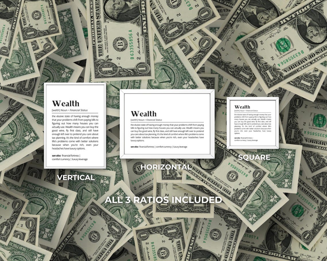 Wealth Definition Poster Funny Financial Status Humor Minimalist Decor - Image 3