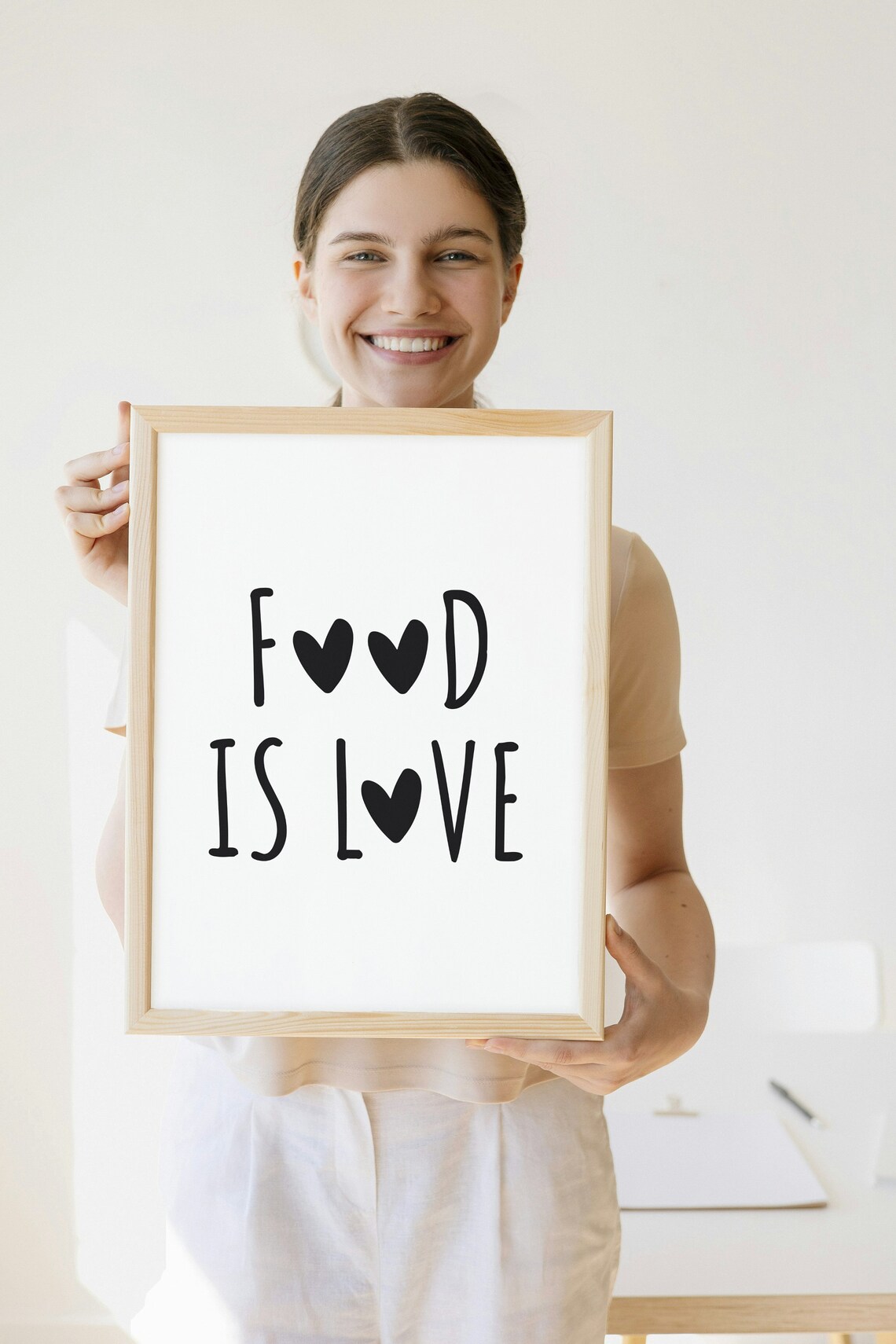 Food Is Love Modern Kitchen Quote Art Print - Image 4