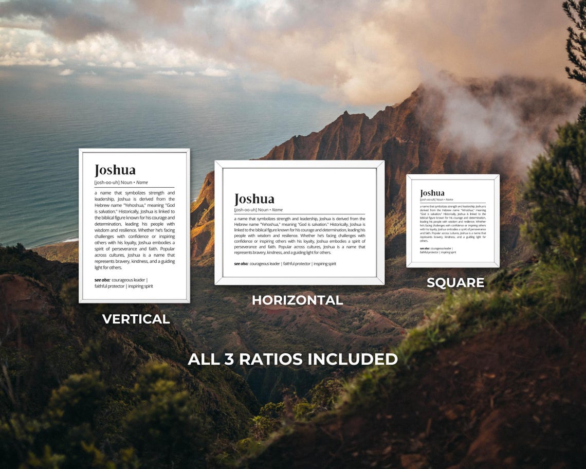 Joshua Name Definition Print Personalized Meaning Faith Gift Art - Image 3