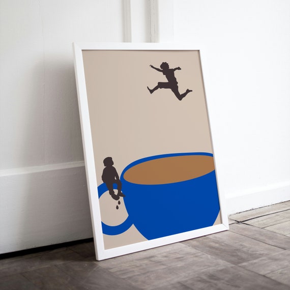Coffee Print Drink Poster Modern Kitchen Decor Retro Poster Pop Art Kitchen Art Exhibition Poster Illustration Coffee Lover Swimmer