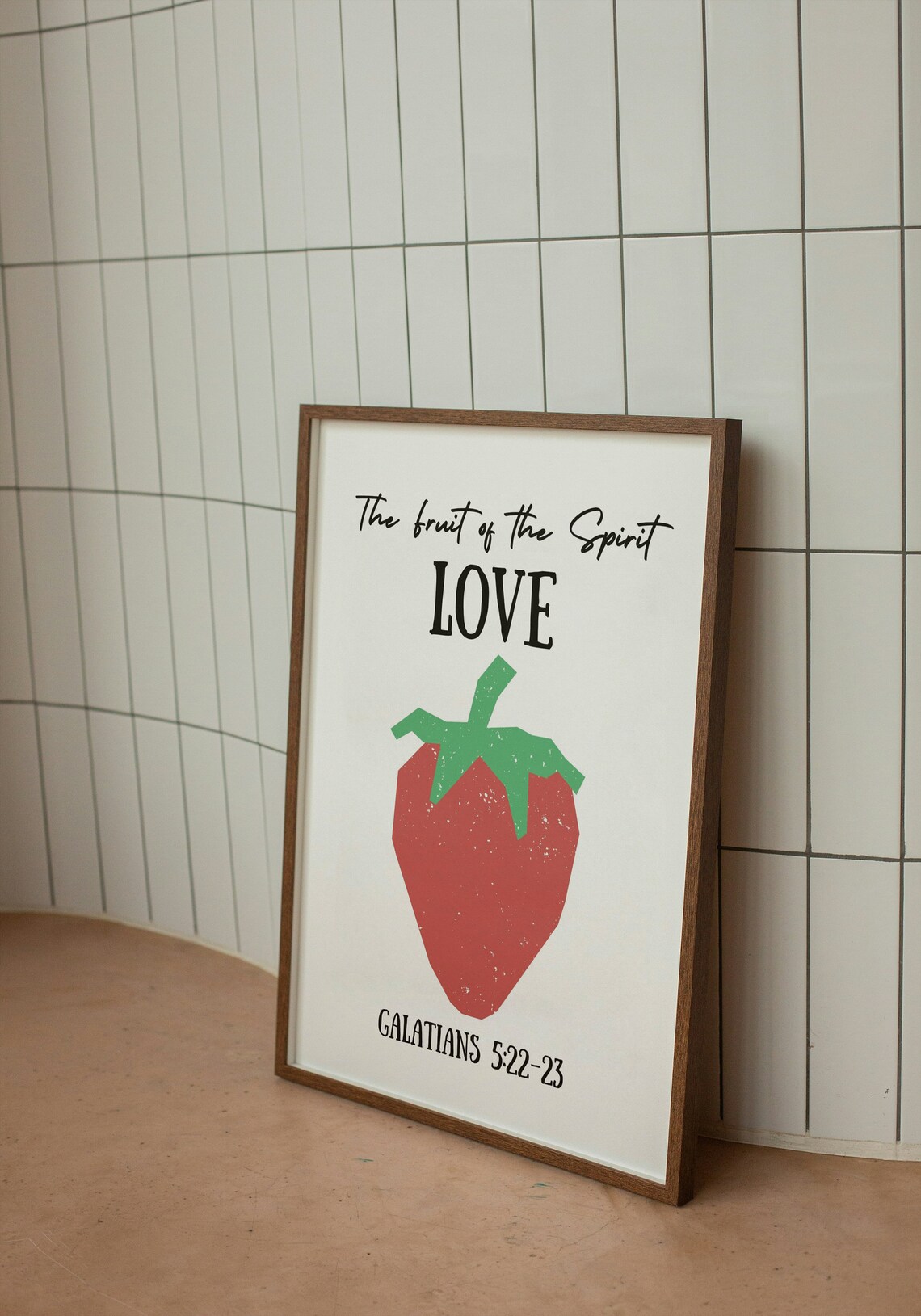 Fruit of the Spirit Love Strawberry Bible Verse Wall Decor Poster - Image 2