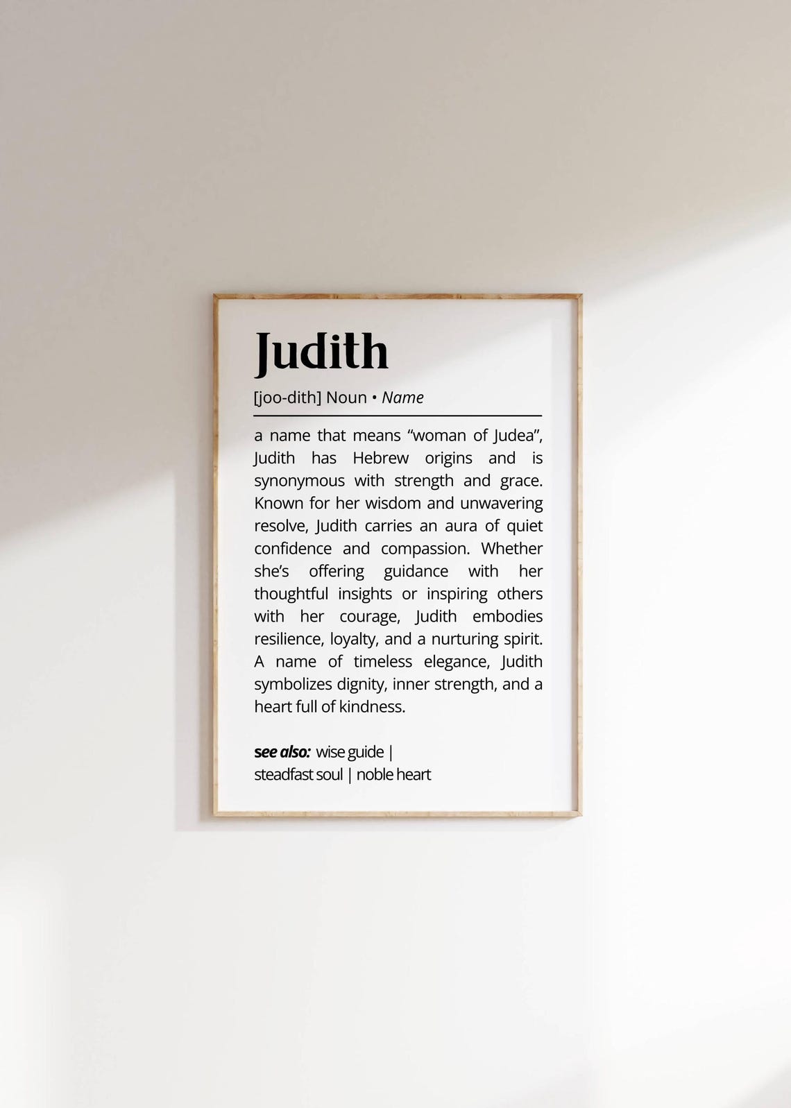 Judith Name Definition Dictionary Meaning Personalized Poster