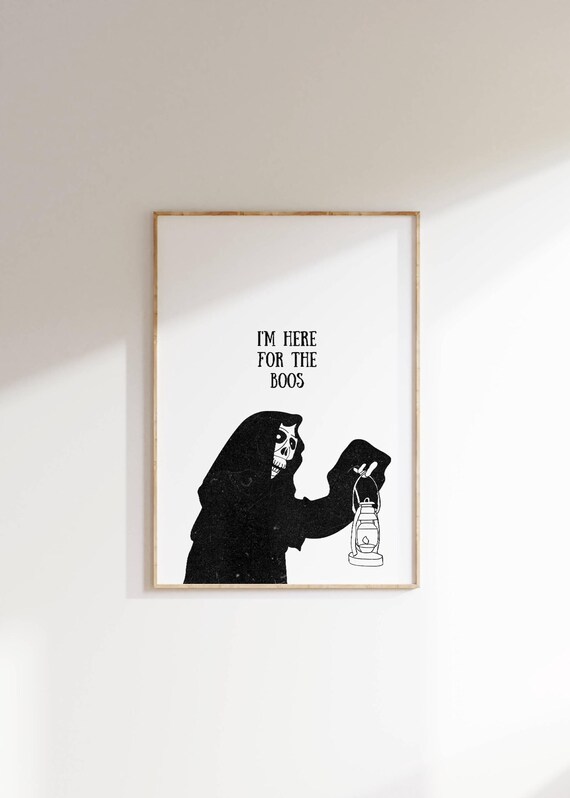 Here For The Boos Grim Reaper Lantern Funny Halloween Poster