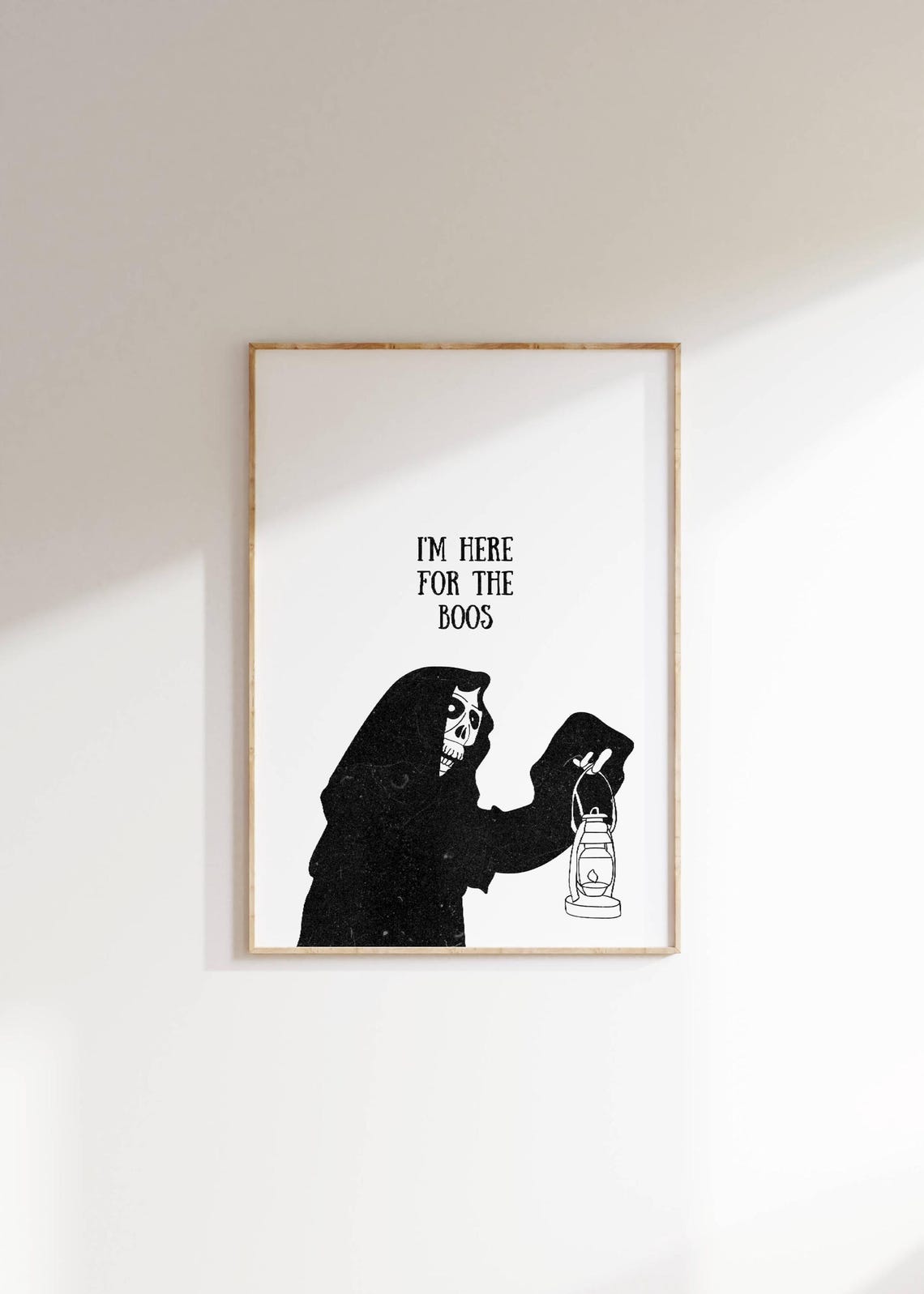 Here For The Boos Grim Reaper Lantern Funny Halloween Poster