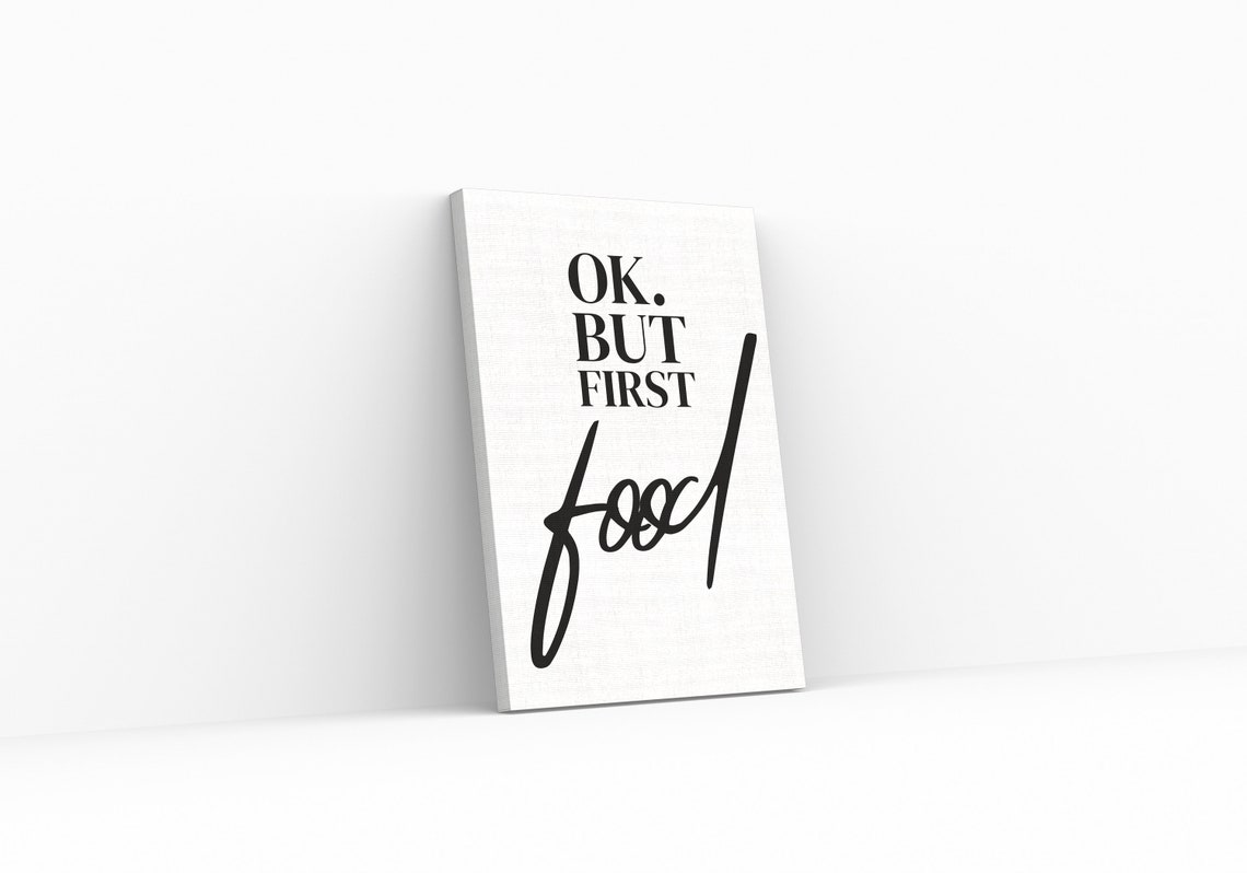 Ok But First Food Script Typography Funny Kitchen Quote Wall Poster - Image 3
