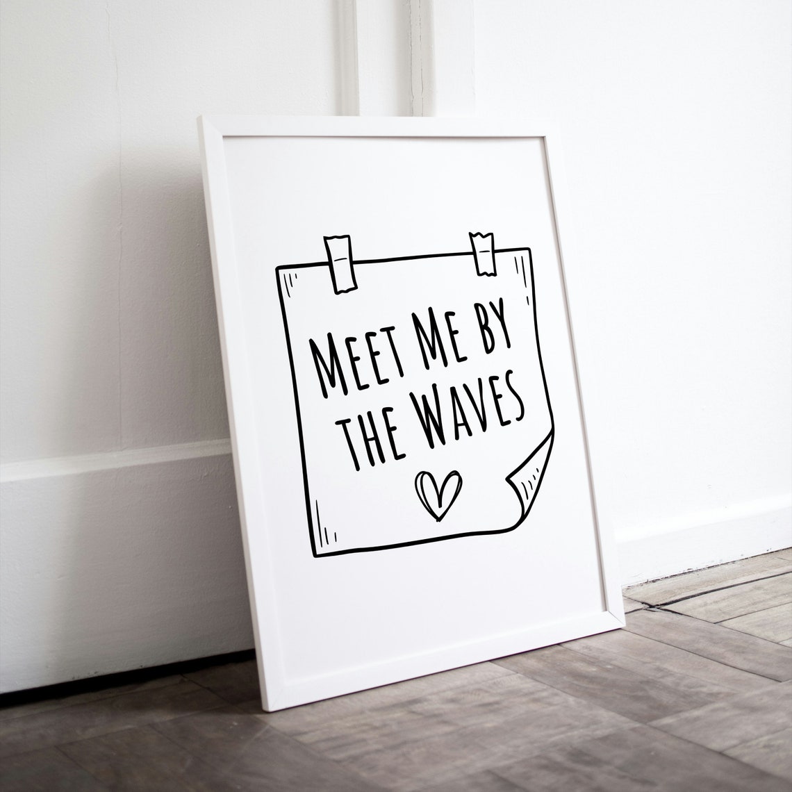 Meet Me by the Waves Hand Lettered Note Summer Wall Decor Poster