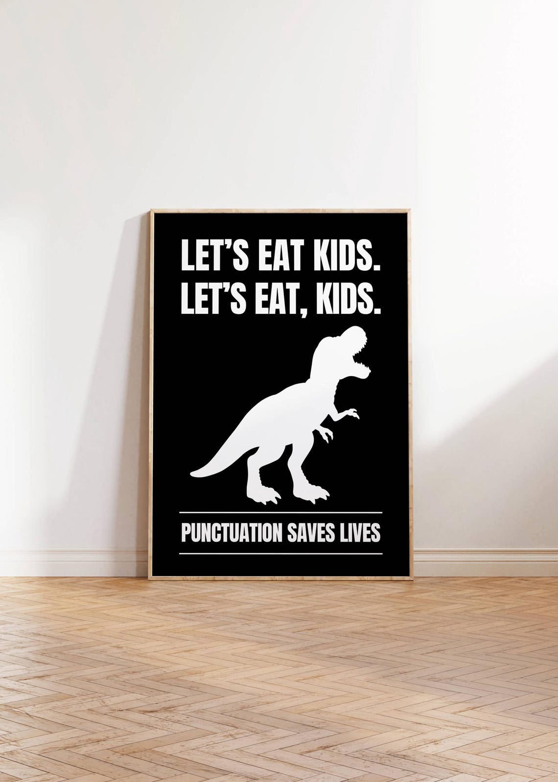 Funny T-Rex Punctuation Saves Lives Grammar Dinosaur Humor Poster - Image 2