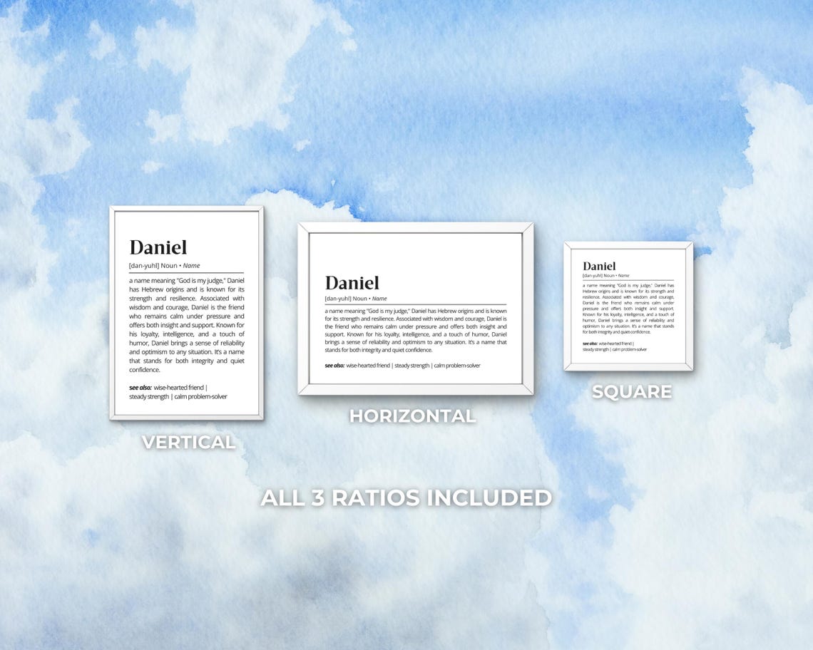 Daniel Name Definition Print Personalized Meaning Strong Gift Art - Image 3