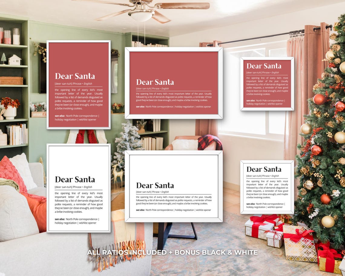 Dear Santa Definition Kids Christmas Letter Dictionary Style Poster - Image 3