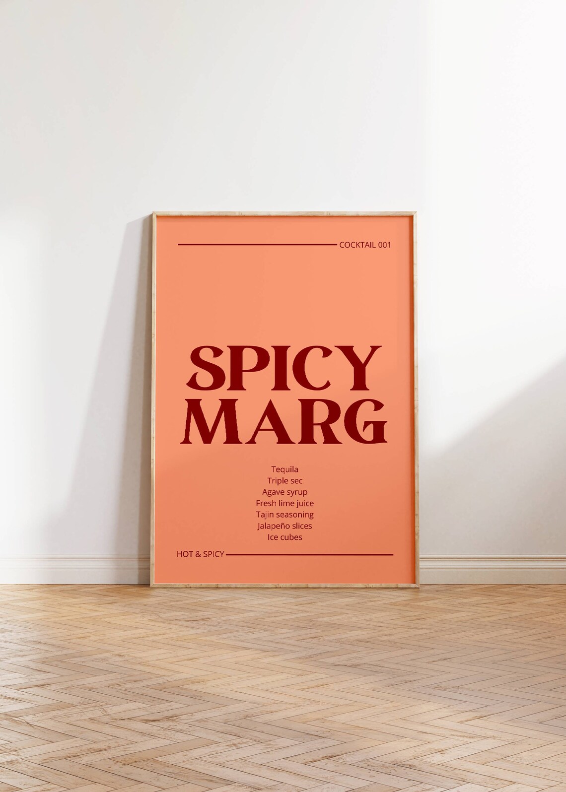 Spicy Marg Margarita Recipe Coral Orange Hot Spicy Kitchen Bar Poster