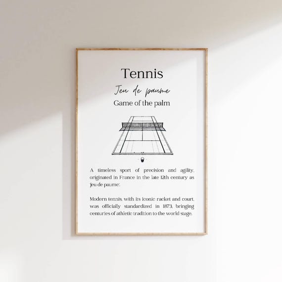 Tennis History Wall Art Jeu De Paume Print Vintage Tennis Poster Game Of The Palm Sports History Decor Tennis Gift Elegant Sports Art
