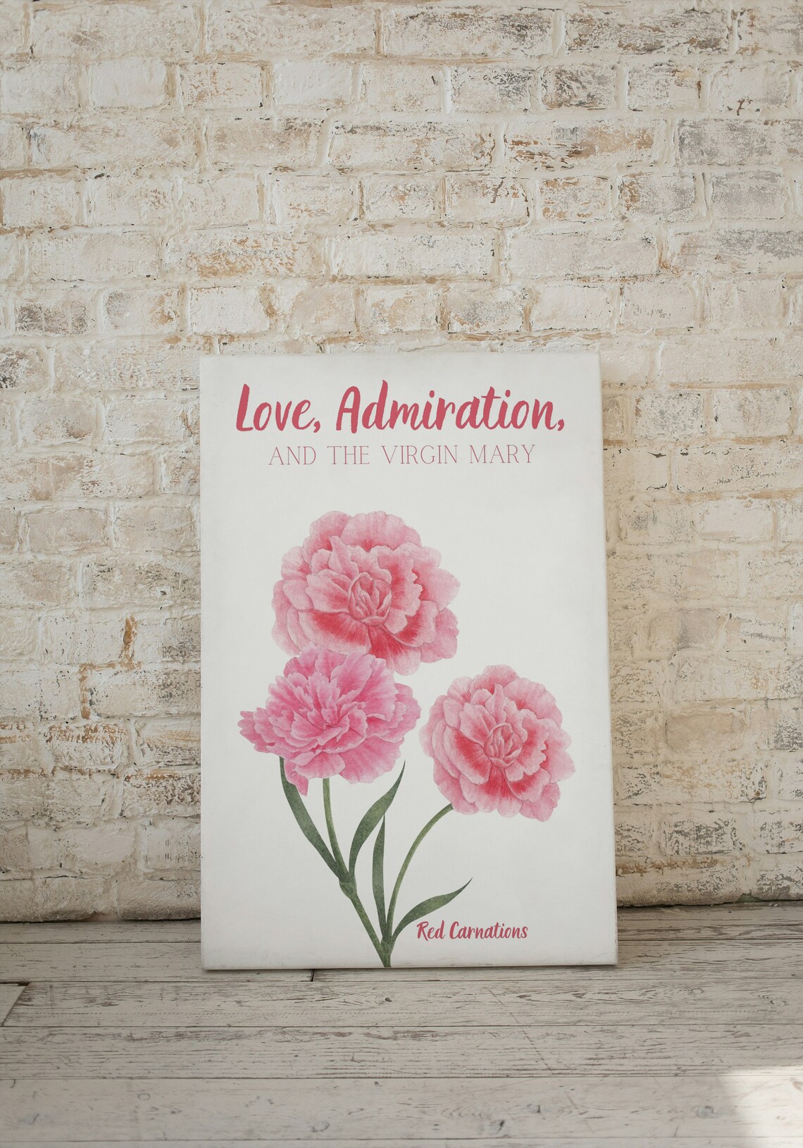 Love Admiration Virgin Mary Red Carnation Floral Watercolor Poster - Image 2