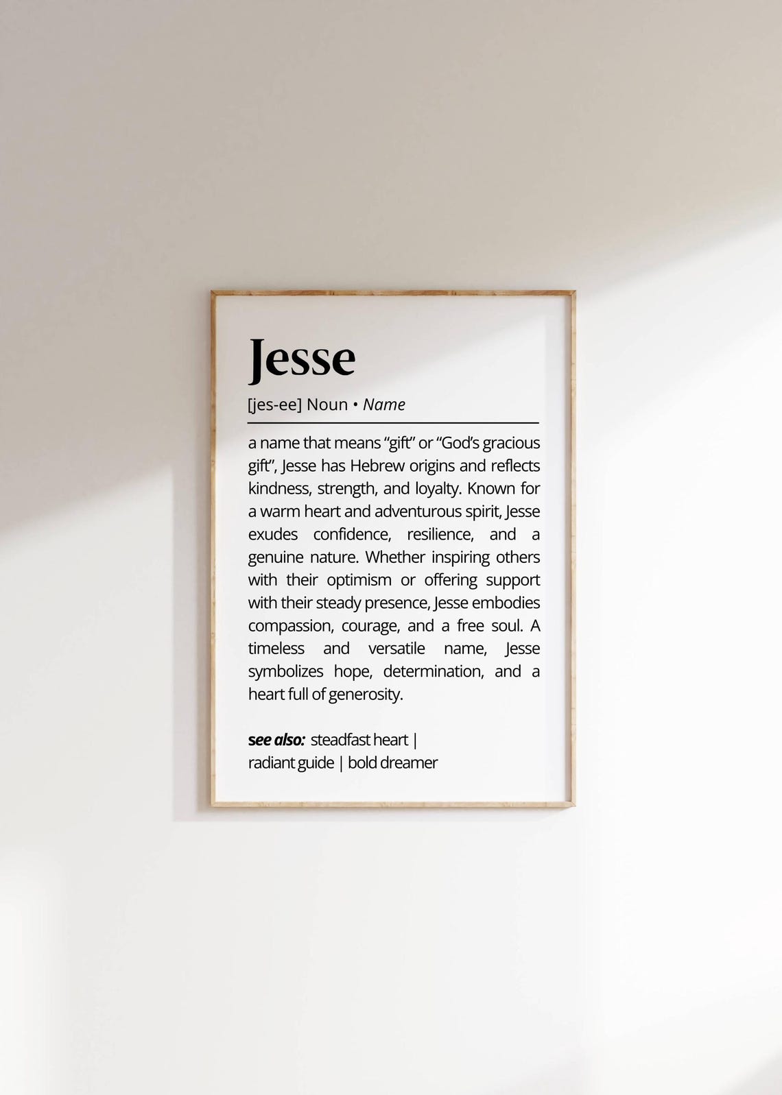Jesse Name Definition Wall Art Personalized Name Meaning For Him Or Her Typography Gift For Home Decor Unique Diy Poster