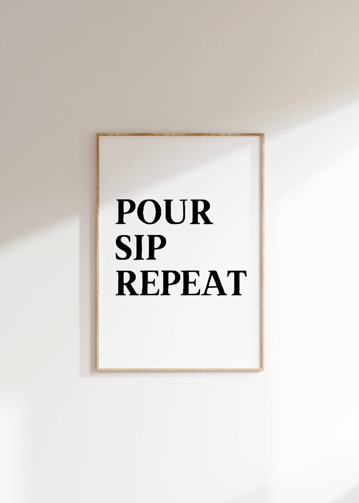 Pour Sip Repeat Funny Black And White Cocktail Bar Decor Poster
