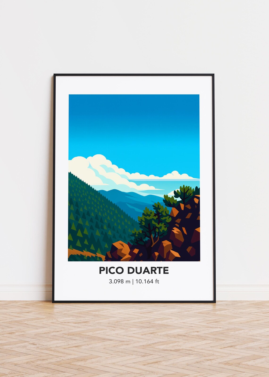 Pico Duarte Mountain Modern Travel Poster