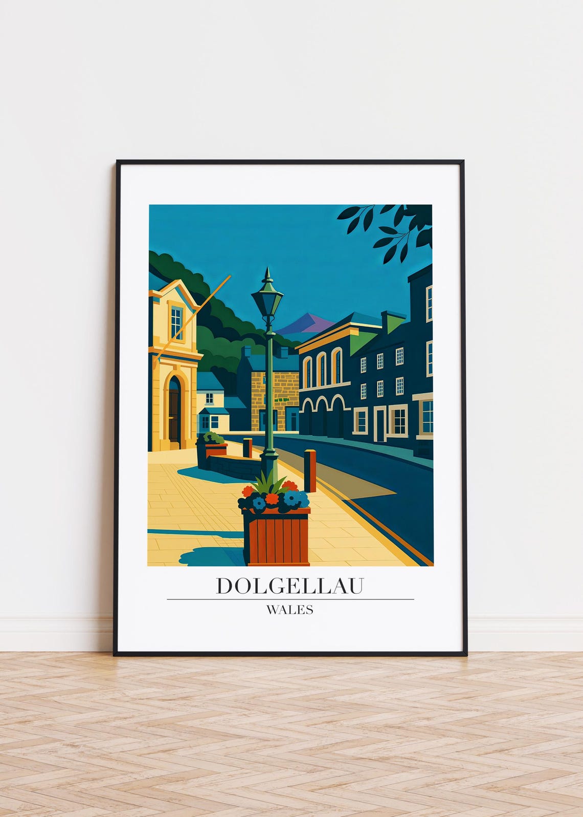 Dolgellau Wales Poster Skyline Art Print