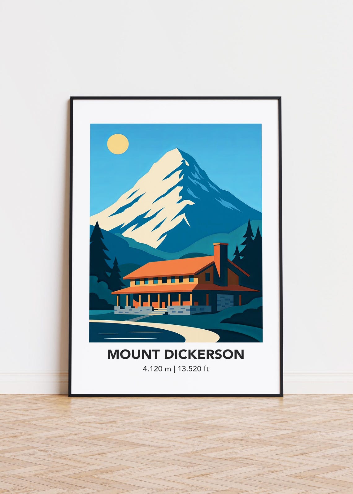 Mount Dickerson Lodge Peak Cabin Elevation Mountain Travel Poster