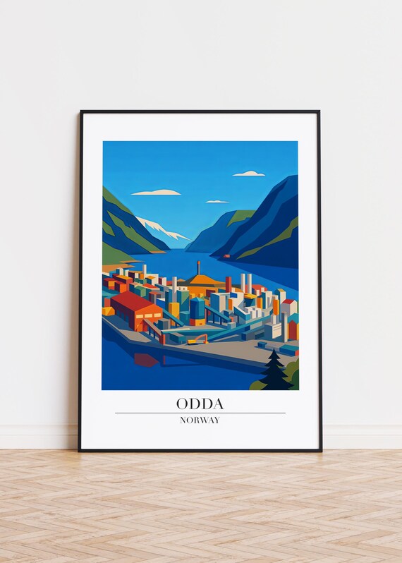 Odda Norway Poster City Illustration Art Print