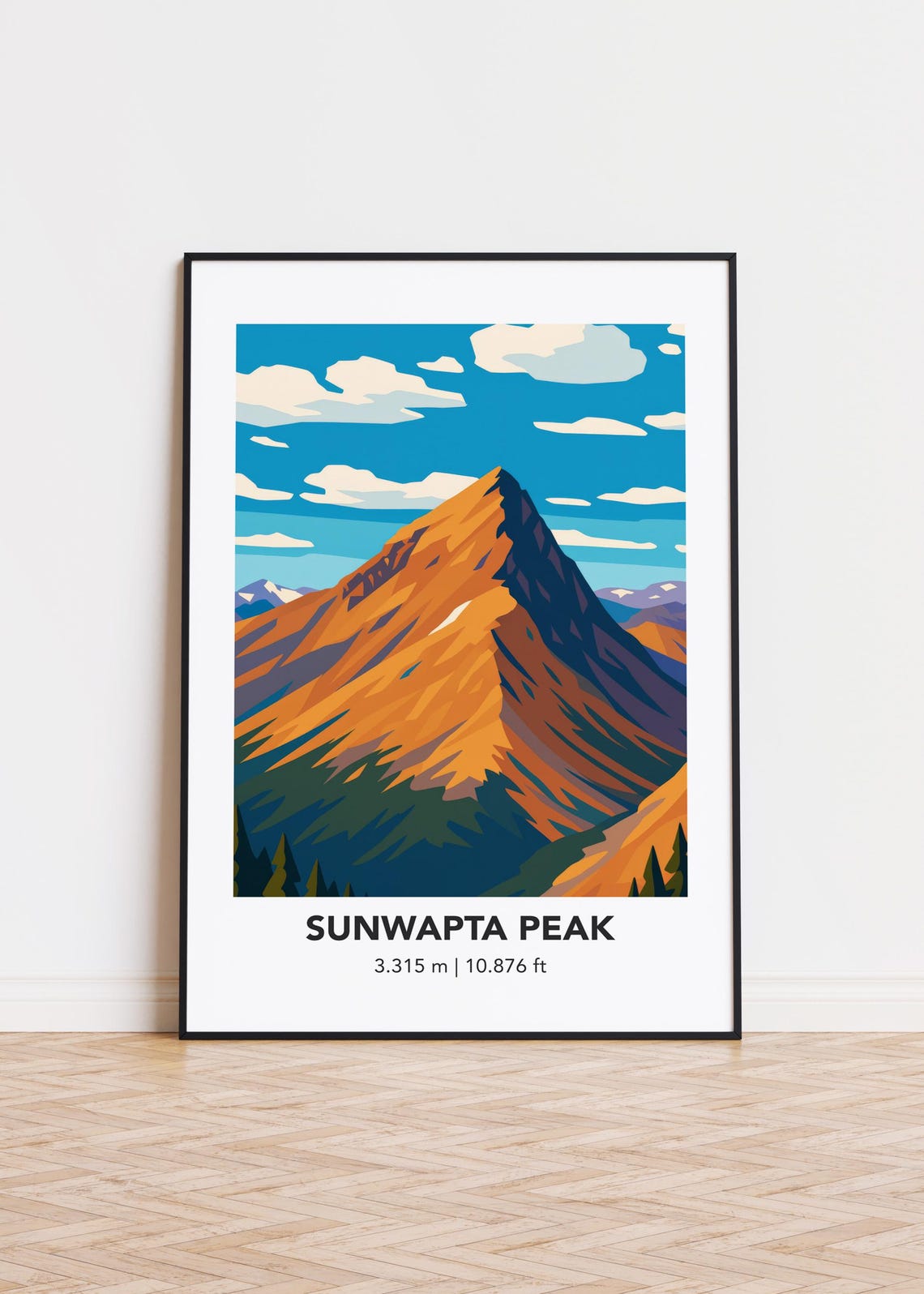 Sunwapta Peak Jasper National Park Minimalist Mountain Poster