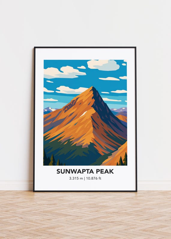 Sunwapta Peak Poster Print Illustration Art Mountain