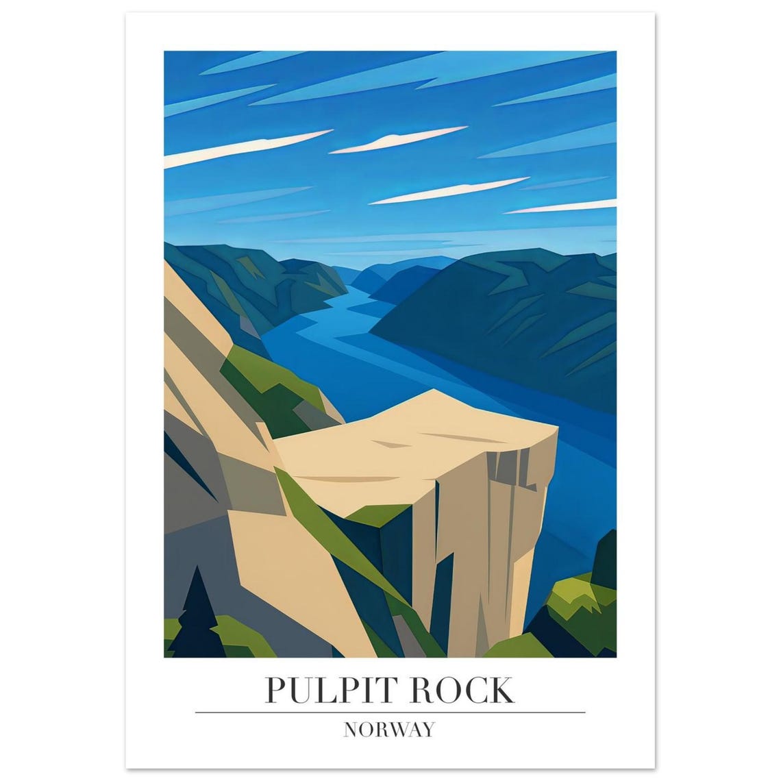Pulpit Rock Poster Print Illustration Artnorway