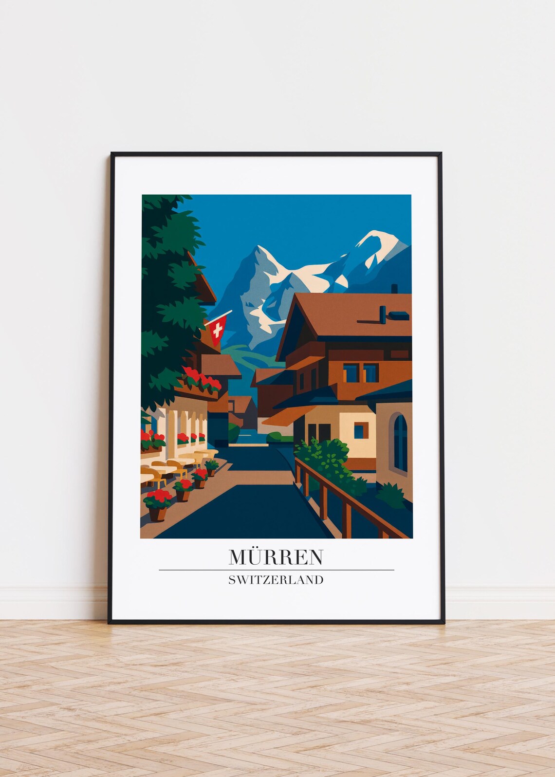 Mrren Switzerland Modern Travel Art Print