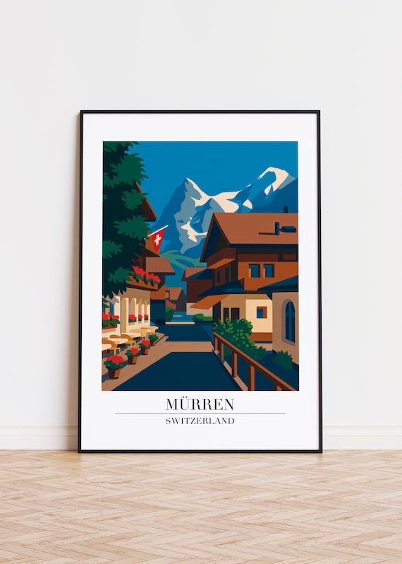 Mrren Switzerland Modern Travel Art Print