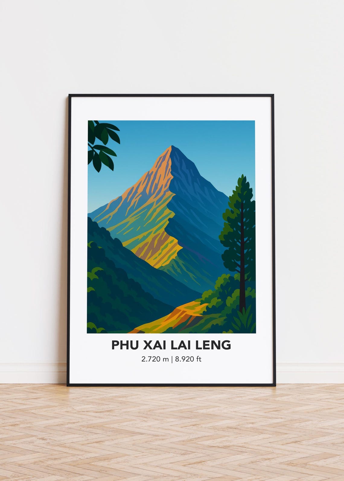 Phu Xai Lai Leng Mountain Print Minimalist Art Poster