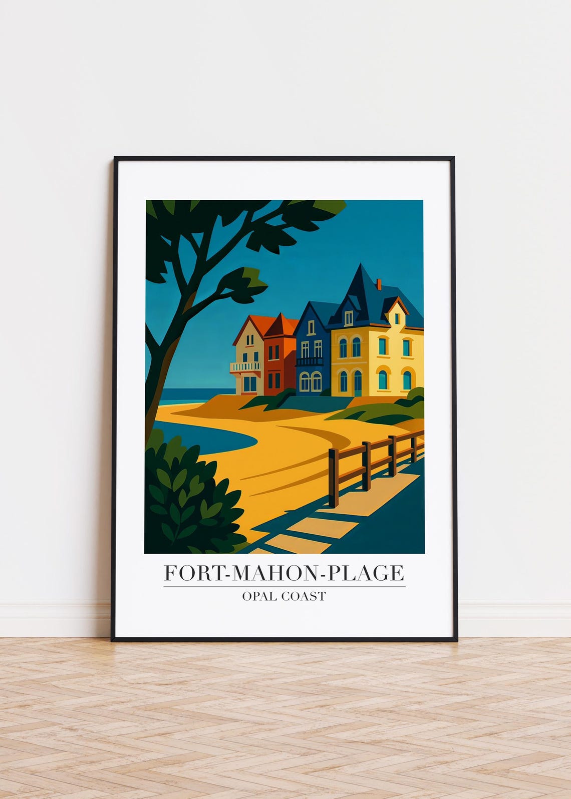Fort Mahon Plage Opal Coast Beach Cottages Vintage Travel Poster