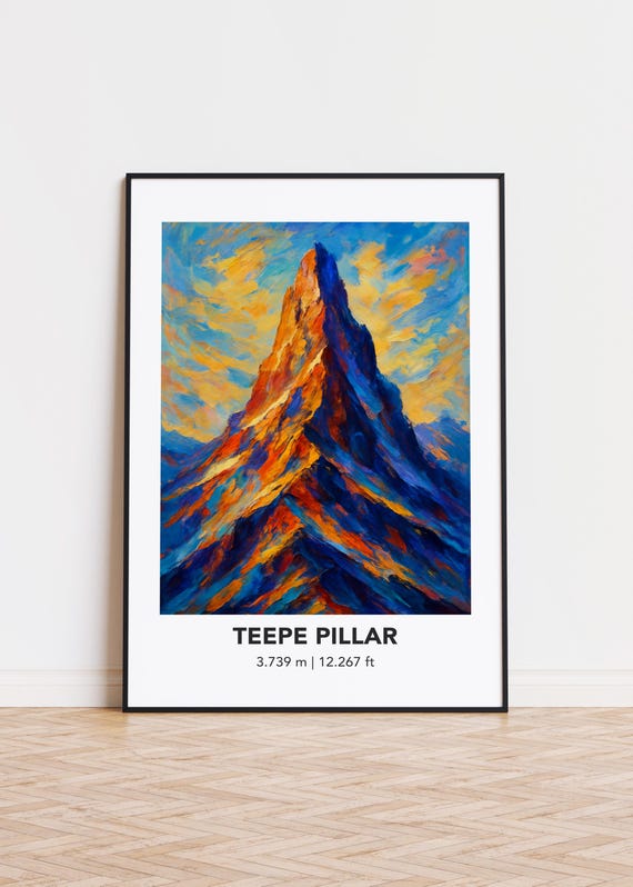 Teepe Pillar Poster Mountain Print Modern Oil Painting Style Art