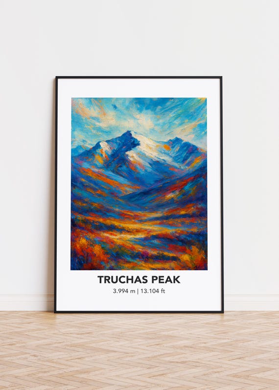 Truchas Peak Poster Mountain Print Modern Oil Painting Style Art