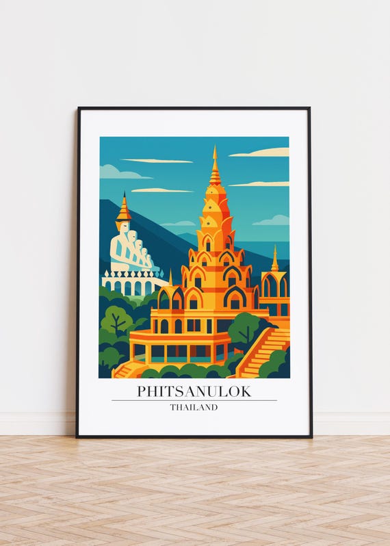 Phitsanulok Cityscape Poster Modern Travel Art Print