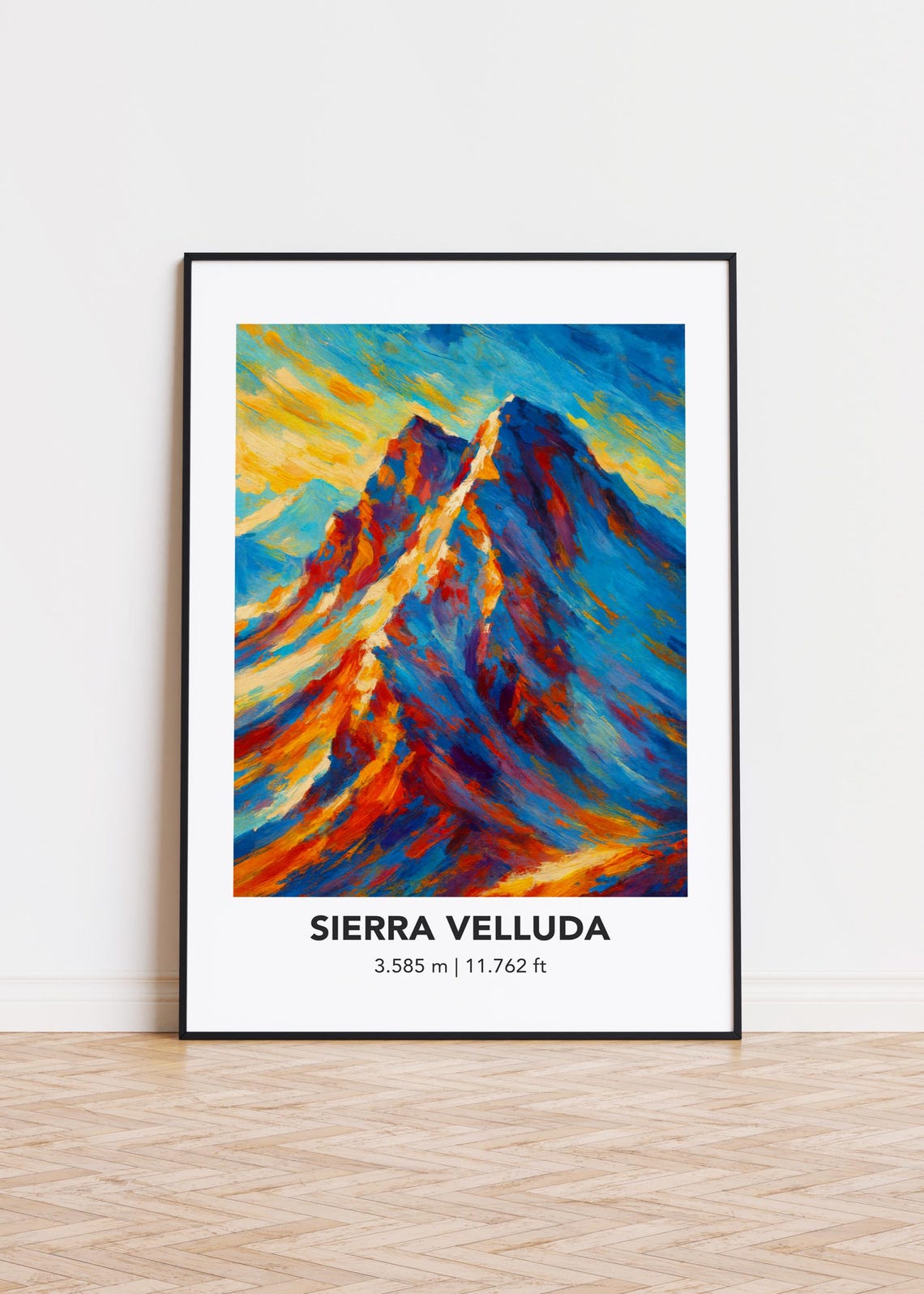 Sierra Velluda Twin Peaks Colorful Oil Painting Mountain Wall Art