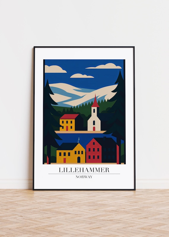 Lillehammer Norway Poster Illustration Art Print