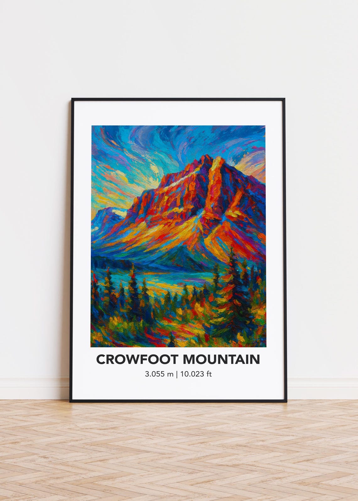 Crowfoot Mountain Bold Oil Painting Alpine Sunset Landscape Poster