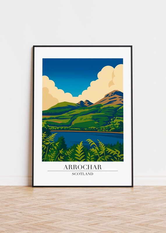 Arrochar Scotland Green Highland Mountain Lake Travel Art Poster