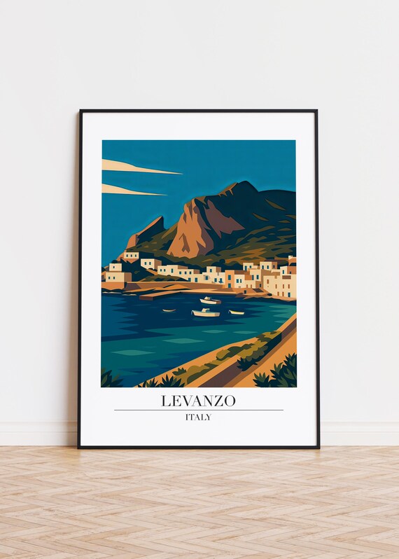 Levanzo Italy Dramatic Cliffs Turquoise Bay Coastal Travel Poster