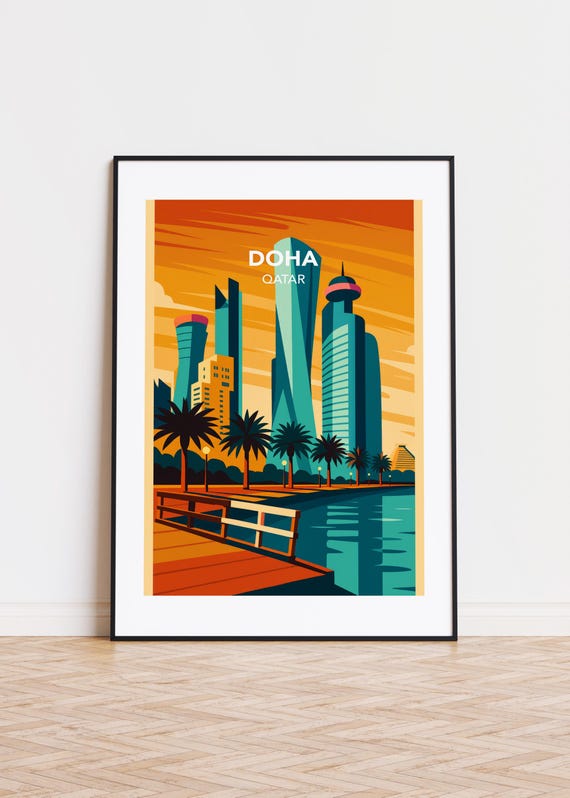 Doha Qatar Poster City Skyline Art Print