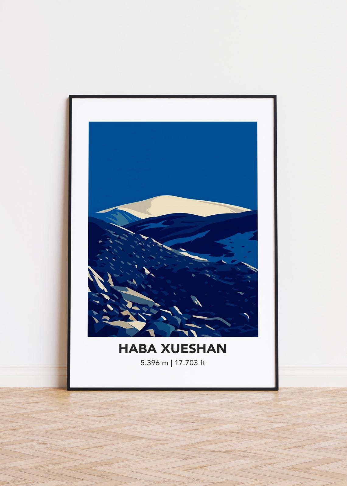 Haba Xueshan Elevation Snowy Geometric Mountain Peak Art Poster