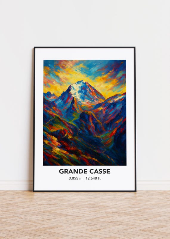 Grande Casse Poster Mountain Print Modern Oil Painting Style Art