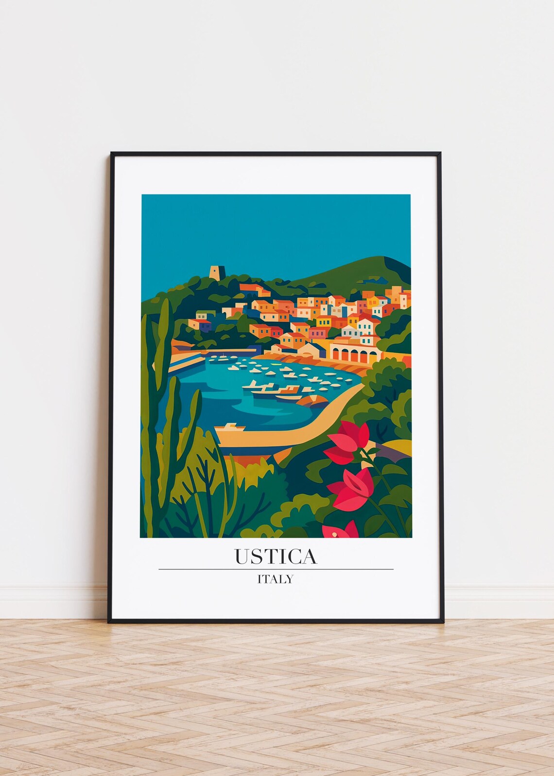 Ustica Italy Modern Travel Poster