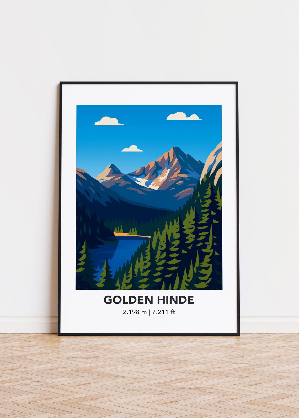 Golden Hinde Mountain Art Poster Modern Minimalist Print